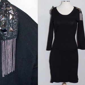 Pink Rose Black Dress